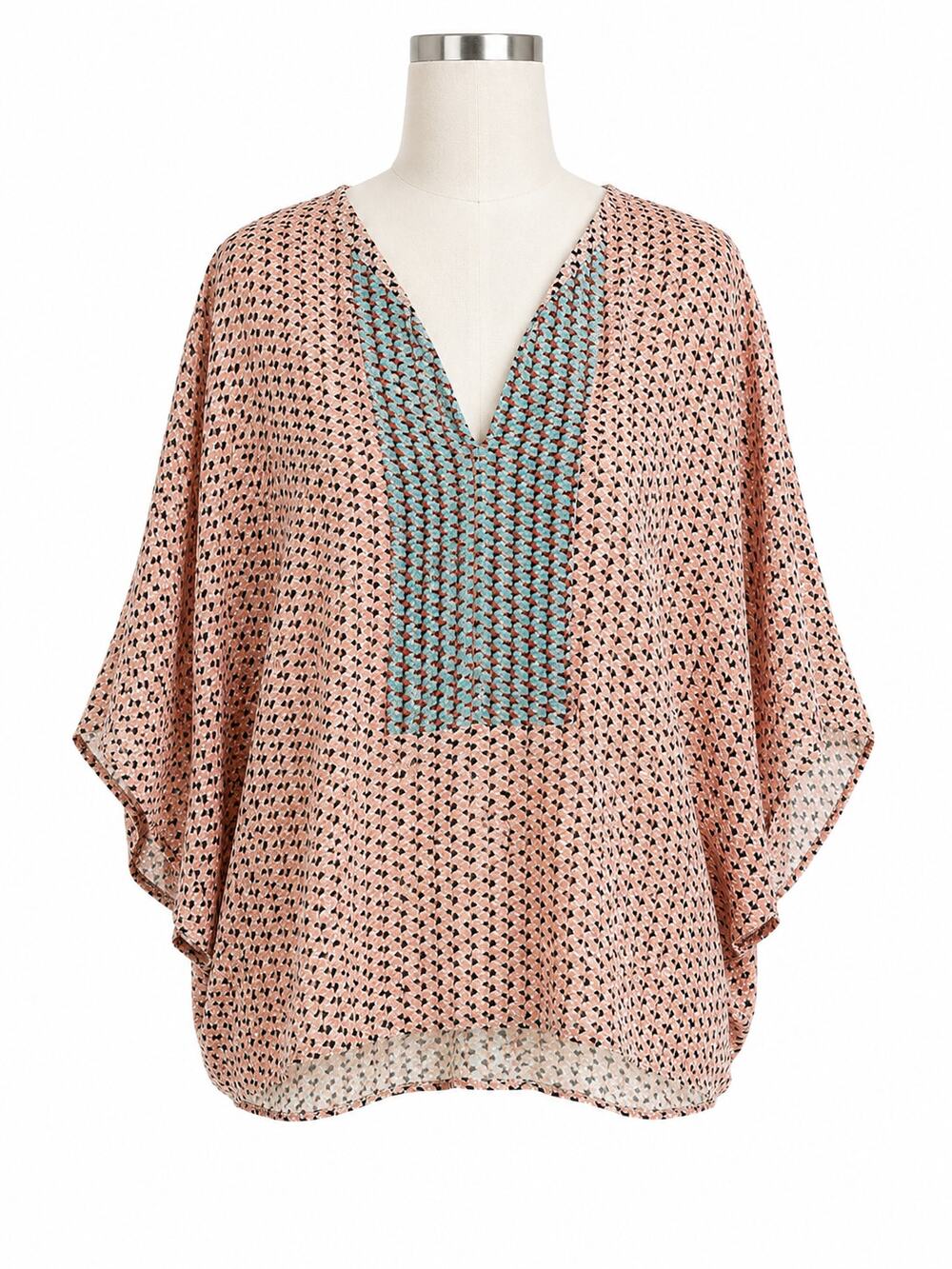 BCBGMAXAZRIA Felix Geometric Print Blouse Kimono Sleeve - Size XS
